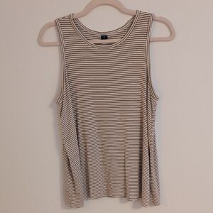 Old Navy Tan and White Striped Tank Top